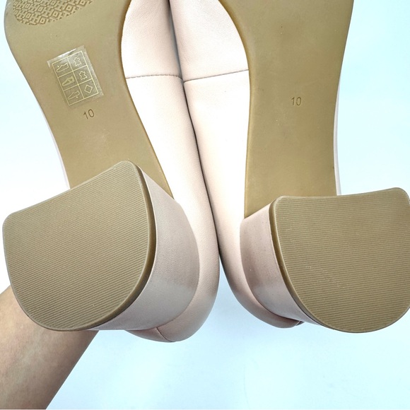 Tory Burch Benton Pink Leather Block Heel Pumps Gold Logo size 10 - Picture 12 of 15